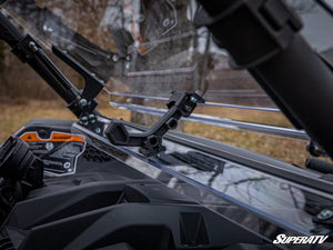 SuperATV flip windshield on a Can-Am Maverick X3, side view