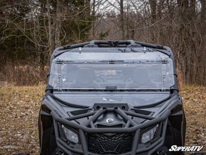 SuperATV flip windshield on a Can-Am Maverick X3, cab view