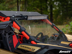 SuperATV full polycarbonate windshield on a Can-Am Maverick X3, angle view
