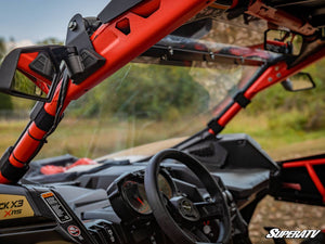 SuperATV full polycarbonate windshield on a Can-Am Maverick X3, cab view