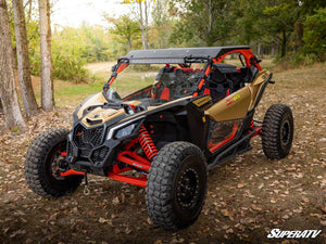 SuperATV full polycarbonate windshield on a Can-Am Maverick X3, detail view