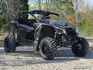 SuperATV half windshield on a Can-Am Maverick X3, detail view