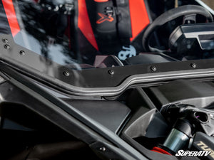 SuperATV MaxDrive Power Flip windshield on a Can-Am Maverick X3, alternate angle