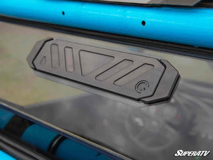 SuperATV rear vented windshield on a Can-Am Maverick X3, installed close-up