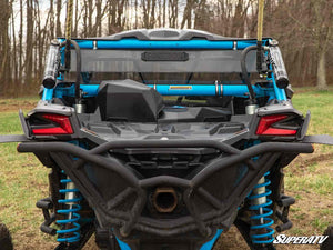 SuperATV rear vented windshield on a Can-Am Maverick X3, mounted view