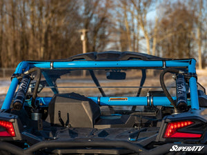 SuperATV rear windshield on a Can-Am Maverick X3, installed close-up