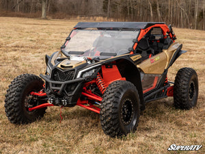 SuperATV vented full windshield on a Can-Am Maverick X3, angle view