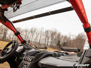 SuperATV vented full windshield on a Can-Am Maverick X3, cab view