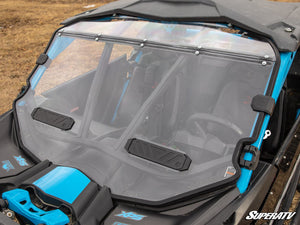 SuperATV vented full windshield on a Can-Am Maverick X3, detail view