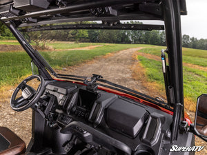 SuperATV flip windshield on a CFMOTO U10 Pro, detail view
