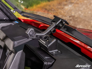 SuperATV flip windshield on a CFMOTO U10 Pro, mounted view