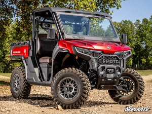 SuperATV glass windshield on a CFMOTO U10 Pro, angle view