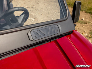 SuperATV glass windshield on a CFMOTO U10 Pro, detail view