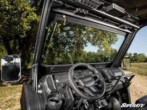 SuperATV glass windshield on a CFMOTO U10 Pro, mounted view