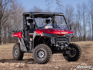 SuperATV half windshield on a CFMOTO U10 Pro, angle view