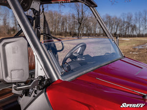 SuperATV half windshield on a CFMOTO U10 Pro, installed close-up