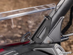 SuperATV half windshield on a CFMOTO U10 Pro, hardware detail