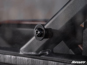 SuperATV rear windshield on a CFMOTO U10 Pro, detail view