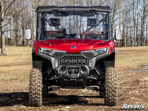 SuperATV vented full windshield on a CFMOTO U10 Pro, angle view