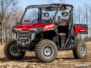 SuperATV vented full windshield on a CFMOTO U10 Pro, cab view