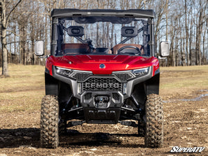 SuperATV full windshield on a CFMOTO U10 Pro, angle view