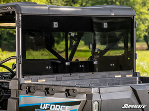 SuperATV glass sliding rear windshield on a CFMOTO UForce 1000, side view