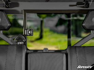 SuperATV glass sliding rear windshield on a CFMOTO UForce 1000, hardware detail