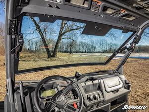 SuperATV MaxDrive power flip glass windshield on a CFMOTO UForce 1000, angle view