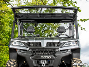 SuperATV MaxDrive power flip windshield on a CFMOTO UForce 1000, side view