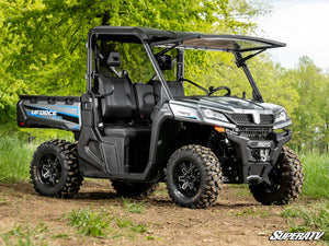 SuperATV MaxDrive power flip windshield on a CFMOTO UForce 1000, mounted view