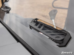 SuperATV vented full windshield on a CFMOTO UForce 1000, installed close-up