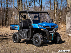 SuperATV scratch-resistant full windshield on a CFMOTO UForce 1000, angle view