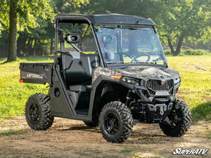 SuperATV flip windshield on a CFMOTO UForce 600, side view