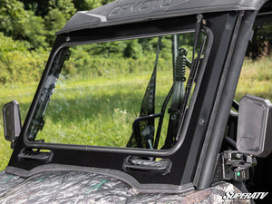 SuperATV glass windshield on a CFMOTO UForce 600, installed close-up