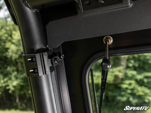 SuperATV glass windshield on a CFMOTO UForce 600, mounted view
