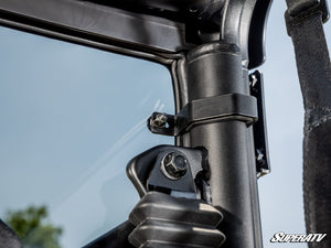 SuperATV CFMOTO UForce 600 rear windshield, upper mount close-up