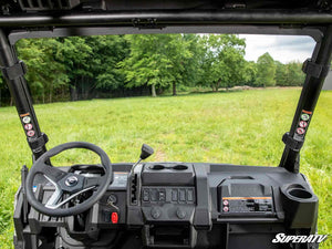 SuperATV full windshield on a CFMOTO UForce 600, installed close-up