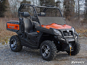 SuperATV half windshield on a CFMOTO UForce 800, installed close-up
