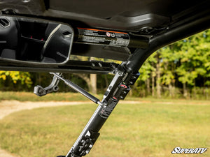 SuperATV flip windshield on a CFMOTO ZForce 800 Trail, detail view