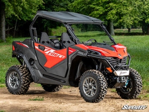 SuperATV vented full windshield on a CFMOTO ZForce 800 Trail, angle view