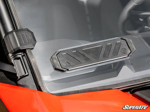 SuperATV vented full windshield on a CFMOTO ZForce 800 Trail, detail view