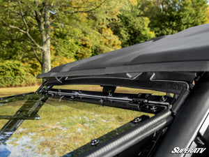 SuperATV flip windshield on a CFMOTO ZForce 950 Trail, mounted view