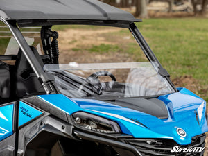 SuperATV half windshield on a CFMOTO ZForce 950 Trail, installed close-up