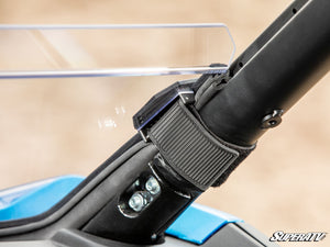 SuperATV half windshield on a CFMOTO ZForce 950 Trail, mounted view