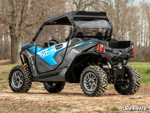 SuperATV rear windshield on a CFMOTO ZForce 950 Trail, angle view