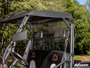 SuperATV light-tint rear windshield, roof and cage close-up