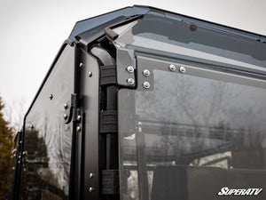 SuperATV rear flip windshield on a Honda Pioneer 1000-5, detail view