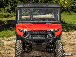 SuperATV flip windshield on a Honda Pioneer 1000, installed close-up