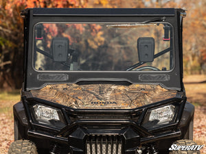 SuperATV glass windshield on a Honda Pioneer 1000, angle view