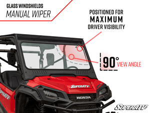 SuperATV glass windshield on a Honda Pioneer 1000, wiper detail graphic
